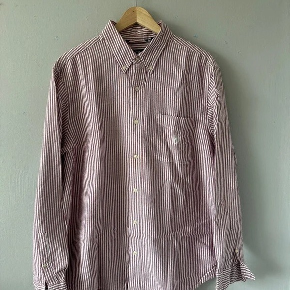 Women's Striped Button-Down Shirt - Red and White - Picture 1 of 1